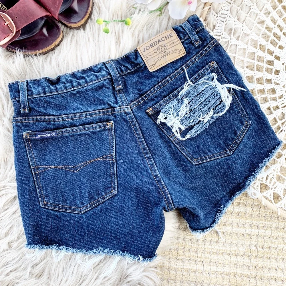 Jordache Vintage Distressed Denim Cutoff Shorts 28